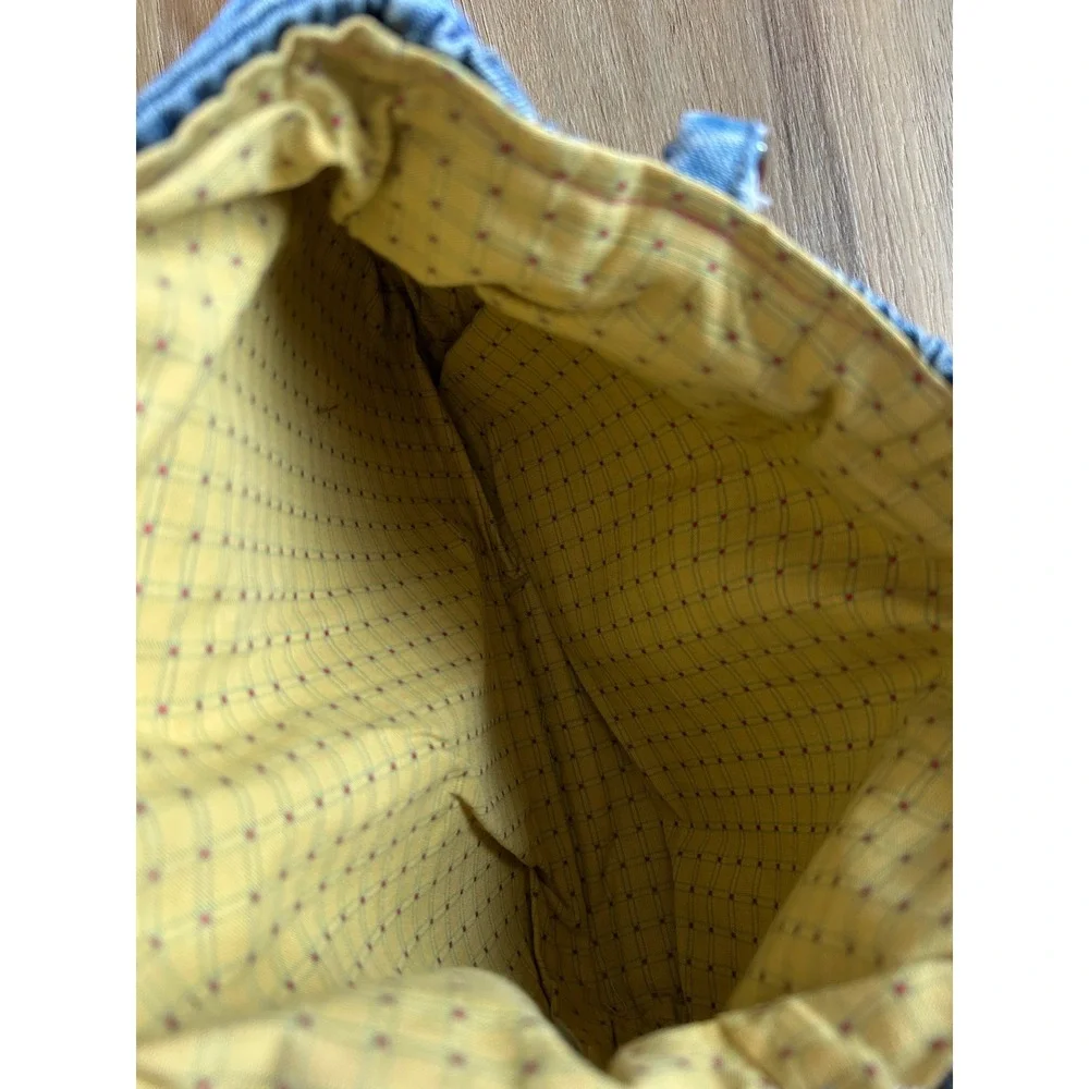 Vintage Denim jean Handbag‎ Handmade Y2K Embroidered Beaded top Handle Bag